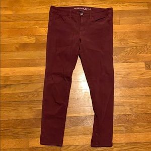 American Eagle Maroon Skinny Jeans